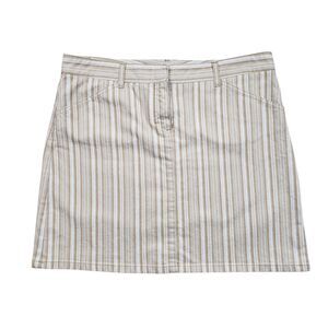 Theory Striped Mini Skirt Womens 10 Beige Pockets Boho Preppy